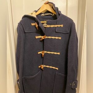 Gloverall Navy Blue Hooded Duffle Pea Coat